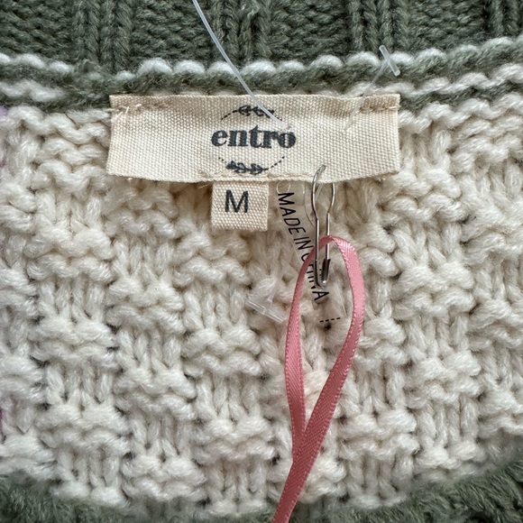 NWT Entro Colorblock Cable knit crewneck Sweater - Picture 5 of 10